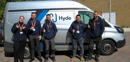 Repairs Team In Front Of Van