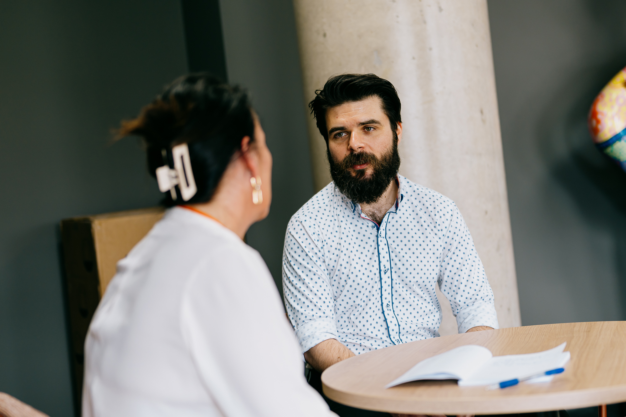 Rachel March talking in office