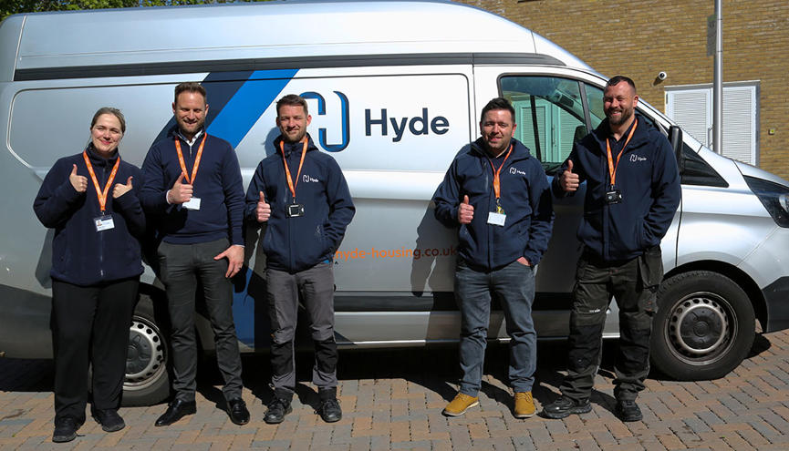 Team In Front Of Van Thumbs Up SEO